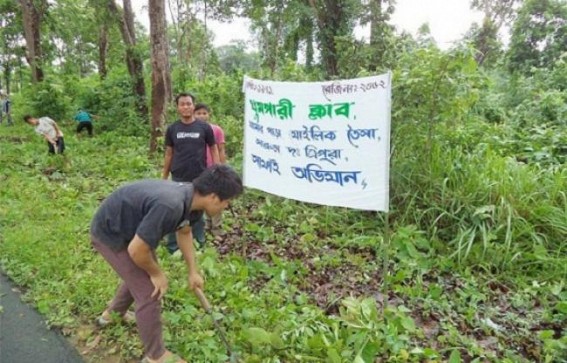Kalachara TSR Camp Jawan and Local Dhumpari Club Members conduct cleanliness drive Kalachara TSR Camp Jawan and Local Dhumpari Club Members conduct cleanliness drive